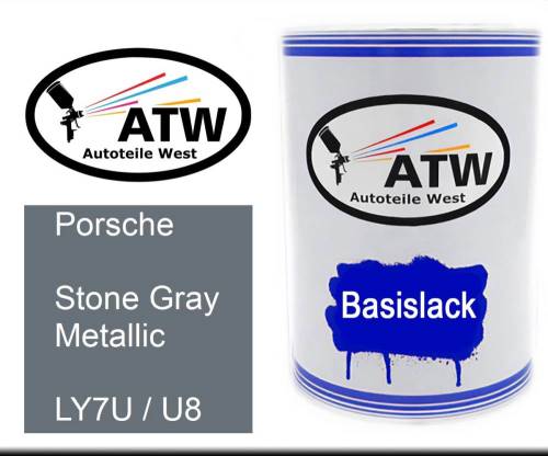 Porsche, Stone Gray Metallic, LY7U / U8: 500ml Lackdose, von ATW Autoteile West.